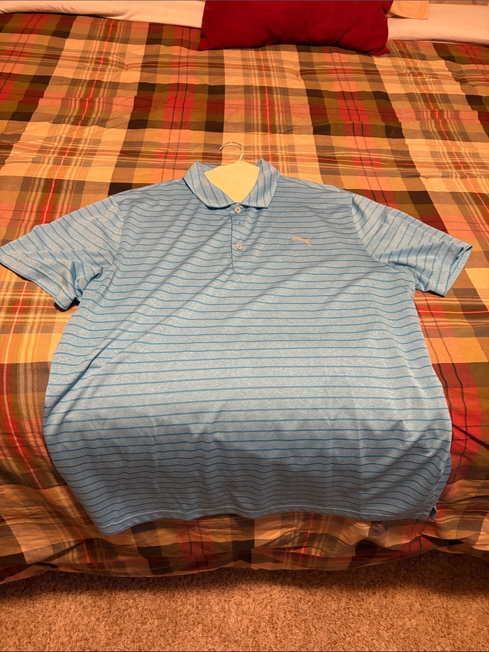 Puma Sky Blue Horizontal-Striped Men’s Polo